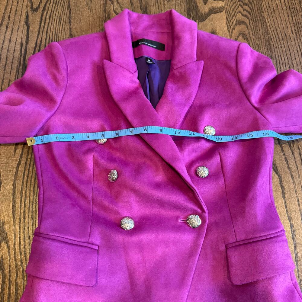 White House Black Market Magenta Suede Double Breasted Blazer Womens Size 00 XS - Picture 6 of 7